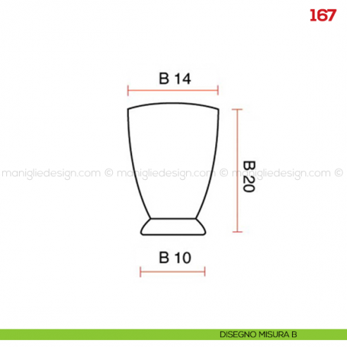 Pomolo per mobile 167 Mital oro lucido disegno misura B