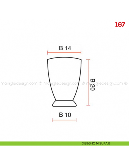 Pomolo per mobile 167 Mital oro lucido disegno misura B