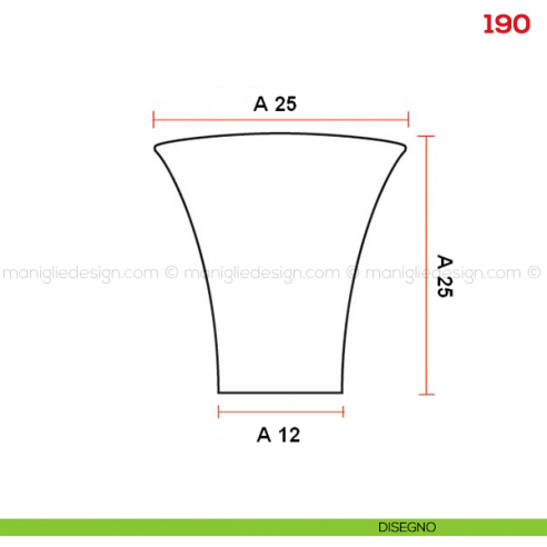 Pomolo per mobile 190 Mital disegno misura A