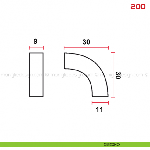 Pomello per mobile 200 Mital disegno