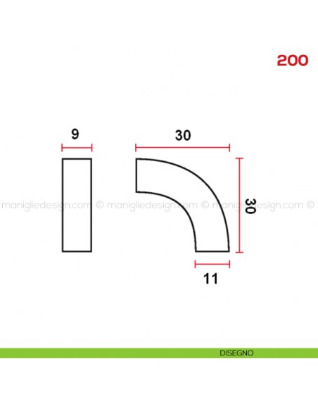 Pomello per mobile 200 Mital disegno