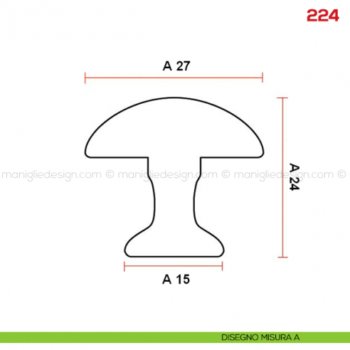 Pomolo per mobile 224 Mital disegno misura A