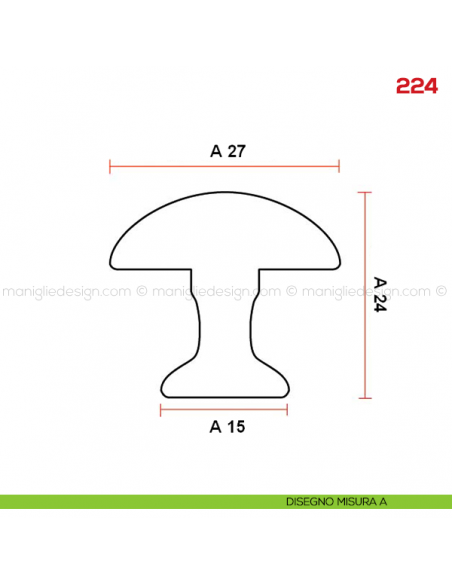 Pomolo per mobile 224 Mital disegno misura A