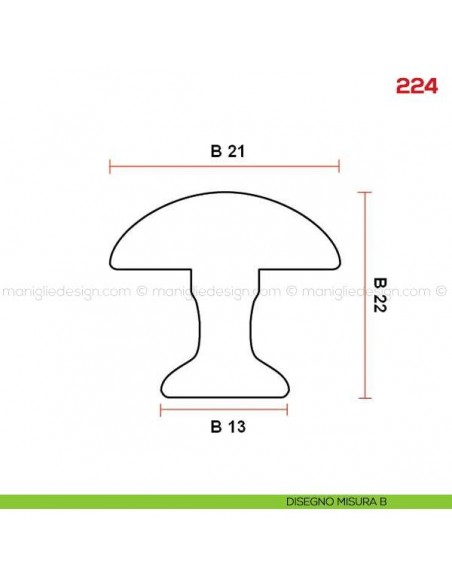 Pomolo per mobile 224 Mital disegno misura B