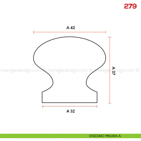 Pomolo in legno per mobile Mital 279 disegno misura A