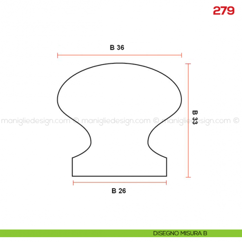 Pomolo in legno per mobile Mital 279 disegno misura B
