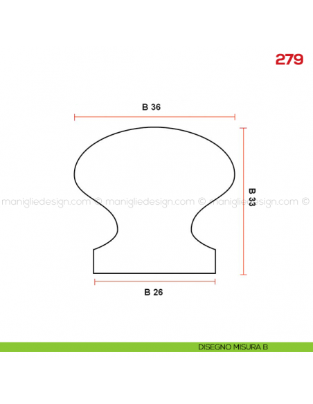 Pomolo in legno per mobile Mital 279 disegno misura B