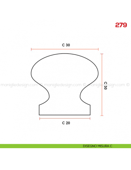 Pomolo in legno per mobile Mital 279 disegno misura C