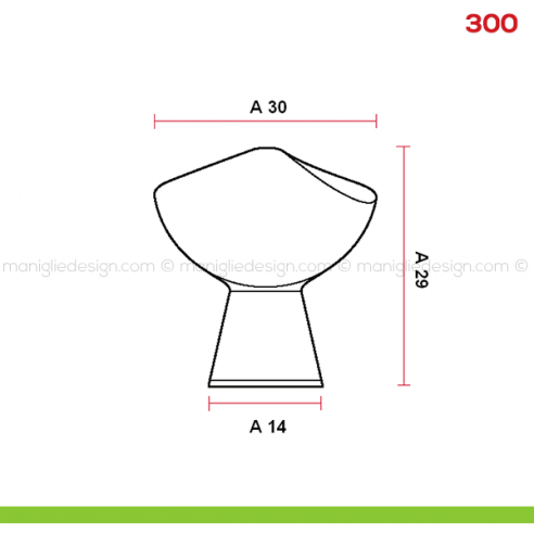 Pomello per mobile 300 Mital disegno misura A
