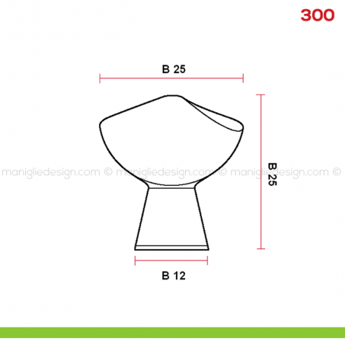 Pomello per mobile 300 Mital disegno misura B