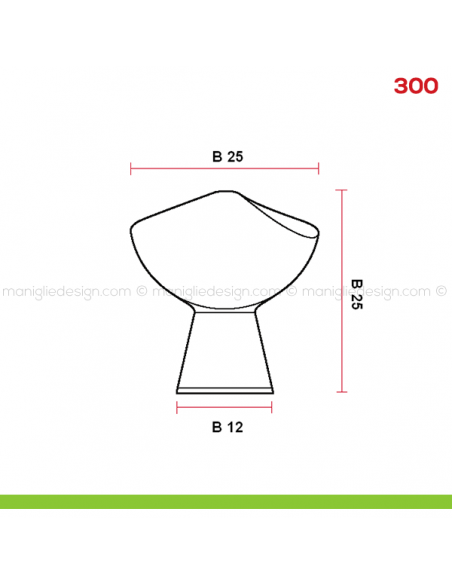 Pomello per mobile 300 Mital disegno misura B
