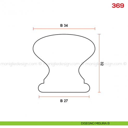 Pomolo in legno per mobile Mital 369 disegno misura B