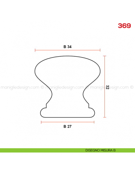 Pomolo in legno per mobile Mital 369 disegno misura B