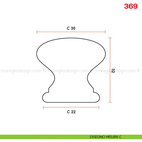 Pomolo in legno per mobile Mital 369 disegno misura C