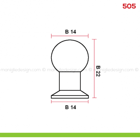 Pomolo per mobile 505 Mital disegno misura B