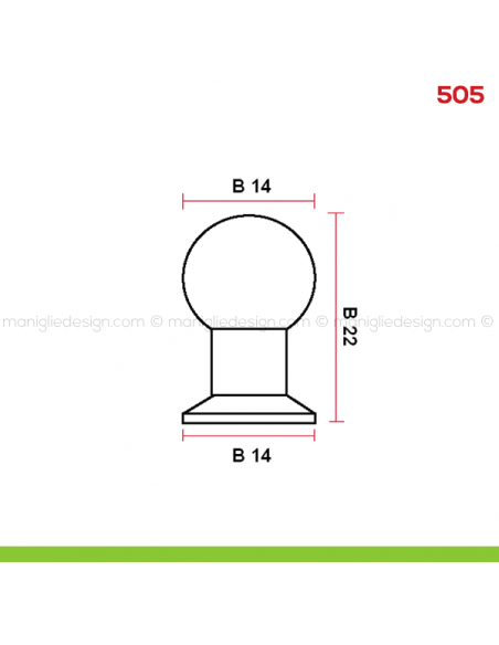 Pomolo per mobile 505 Mital disegno misura B