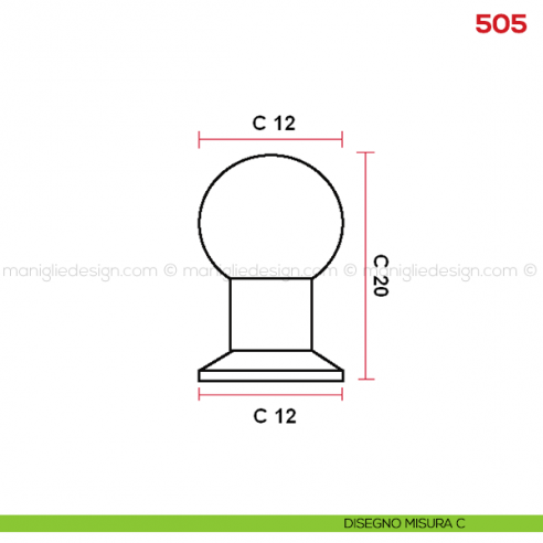 Pomolo per mobile 505 Mital disegno misura C