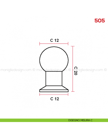 Pomolo per mobile 505 Mital disegno misura C