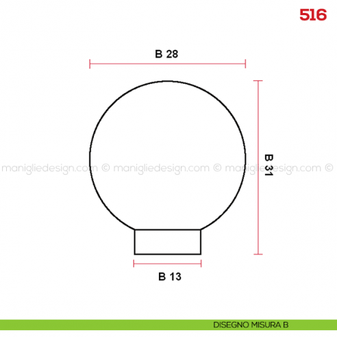Pomolo in legno per mobile Mital 516 disegno misura B