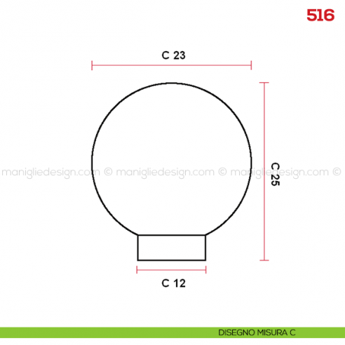Pomolo in legno per mobile Mital 516 disegno misura C