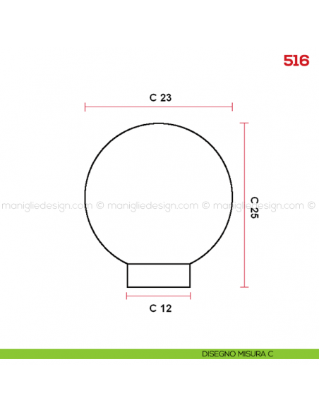 Pomolo in legno per mobile Mital 516 disegno misura C