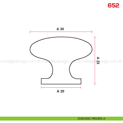 Pomolo per mobile 652 Mital disegno misura A