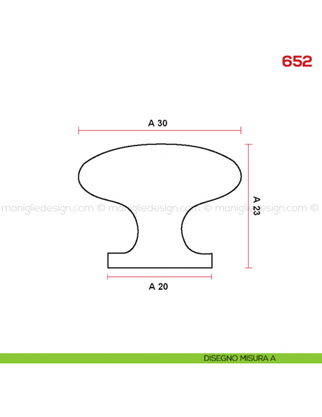 Pomolo per mobile 652 Mital disegno misura A