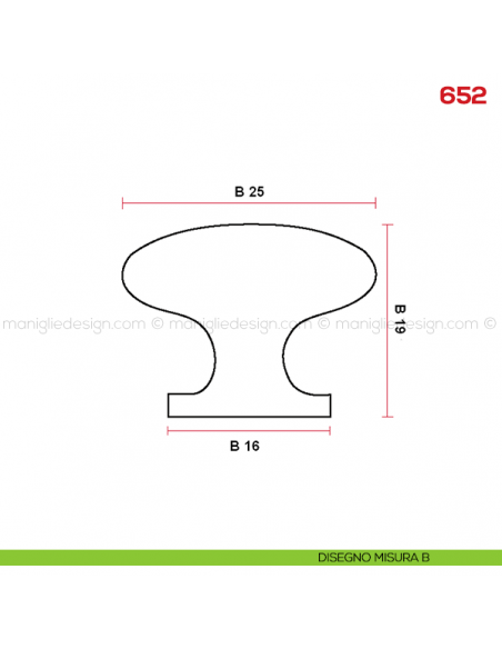 Pomolo per mobile 652 Mital disegno misura B