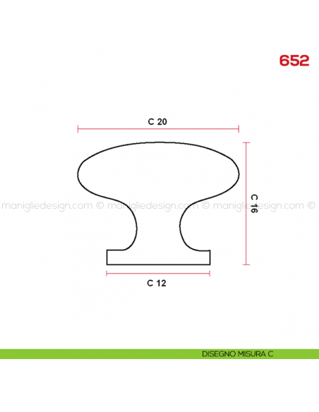 Pomolo per mobile 652 Mital disegno misura C