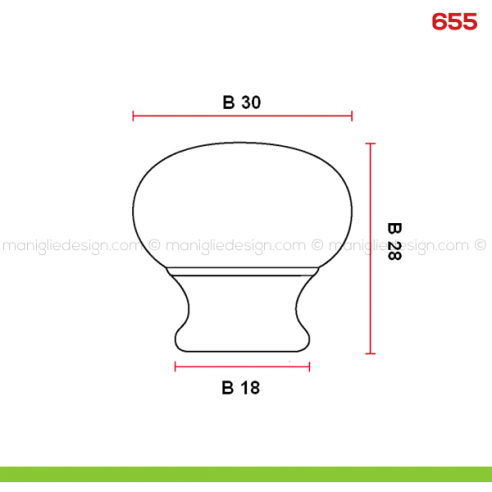 Pomolo per mobile 655 Mital disegno misura B
