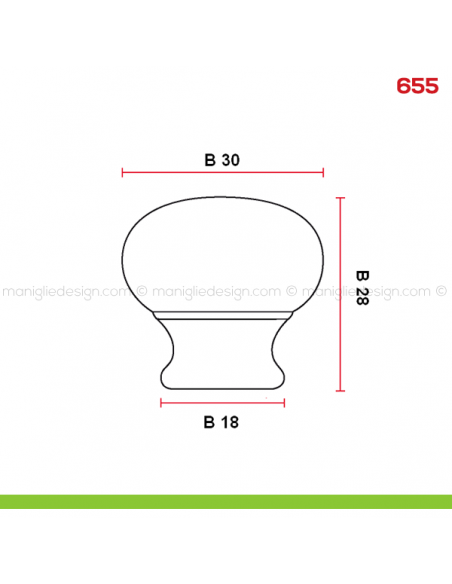 Pomolo per mobile 655 Mital disegno misura B