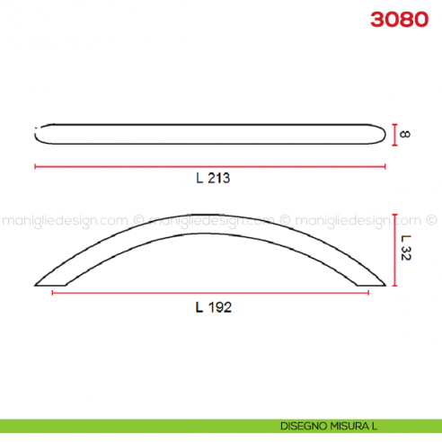 Maniglia per mobile 3080 Mital disegno misura L