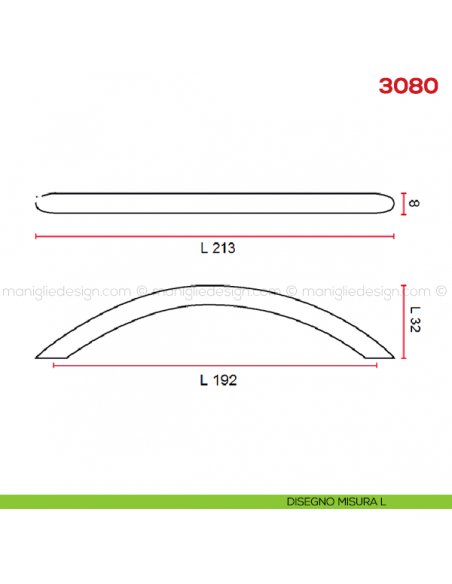 Maniglia per mobile 3080 Mital disegno misura L