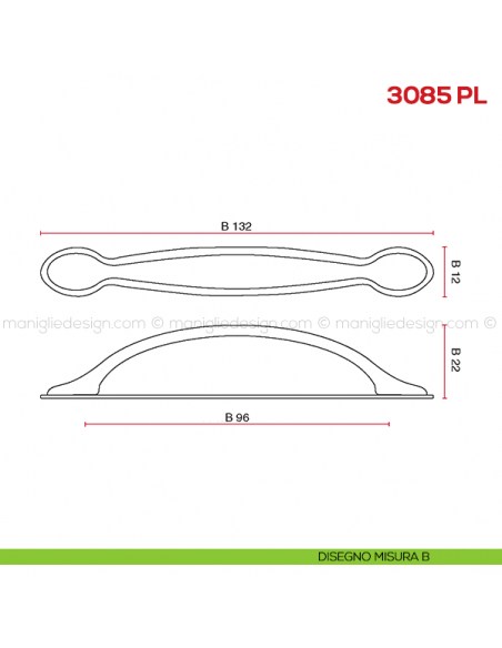 Maniglia per mobile 3085 PL Mital disegno misura B