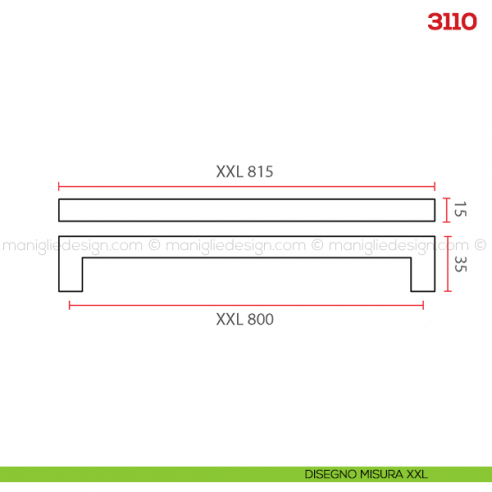 Maniglia per mobile 3110 Mital disegno misura XXL