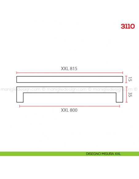 Maniglia per mobile 3110 Mital disegno misura XXL