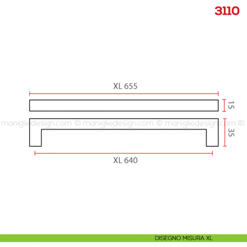 Maniglia per mobile 3110 Mital disegno misura XL