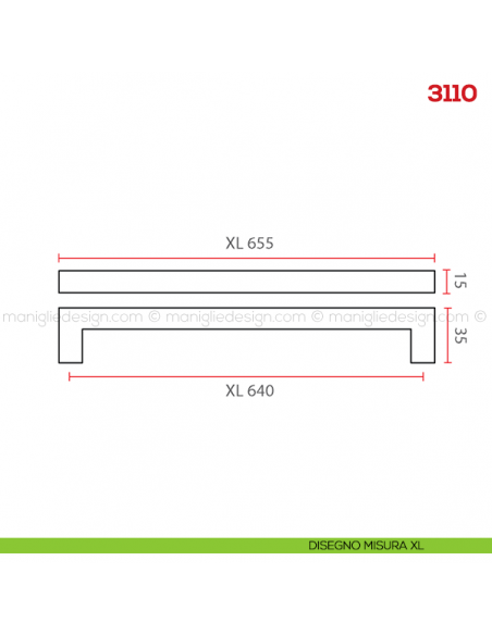 Maniglia per mobile 3110 Mital disegno misura XL