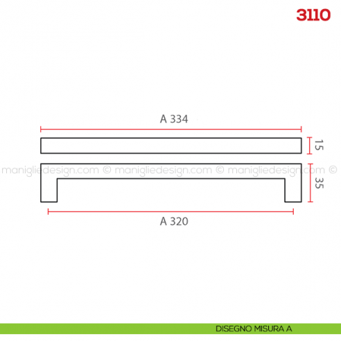 Maniglia per mobile 3110 Mital disegno misura A