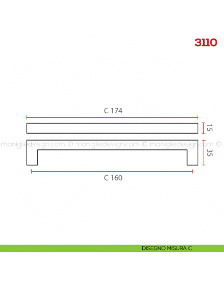 Maniglia per mobile 3110 Mital disegno misura C