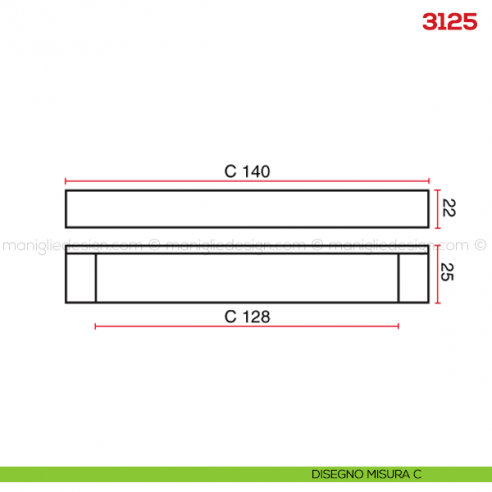 Maniglia per mobile 3125 Mital disegno misura C