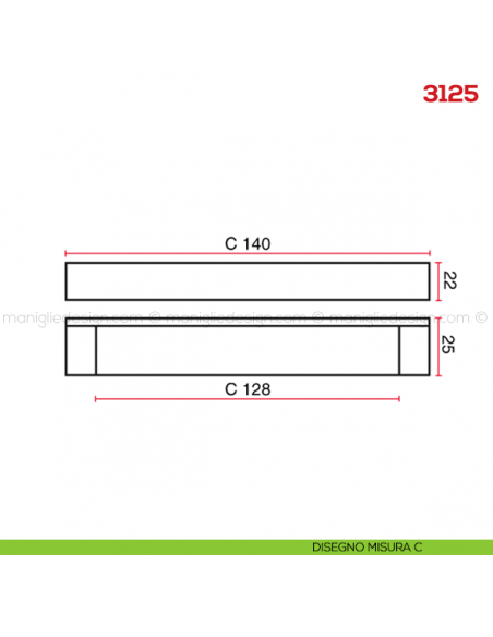Maniglia per mobile 3125 Mital disegno misura C