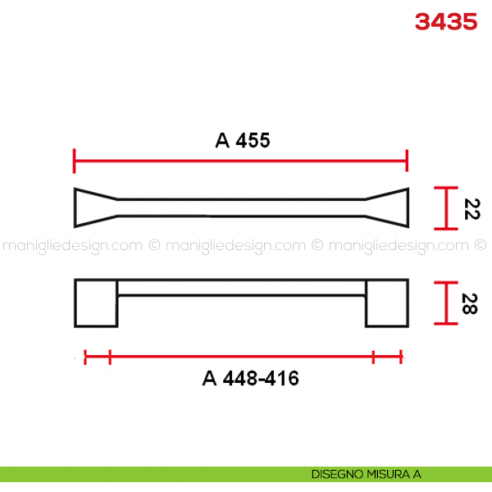Maniglia per mobile Mital 3435 disegno misura A