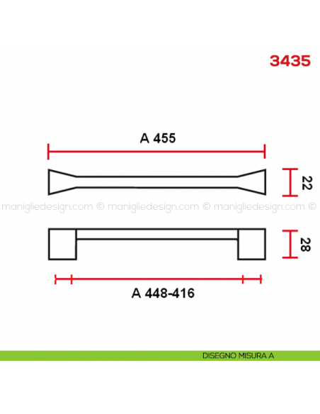 Maniglia per mobile Mital 3435 disegno misura A