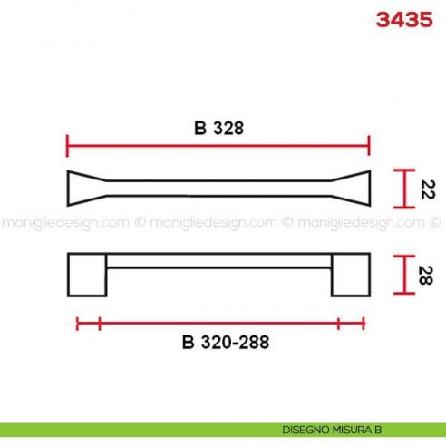 Maniglia per mobile Mital 3435 disegno misura B