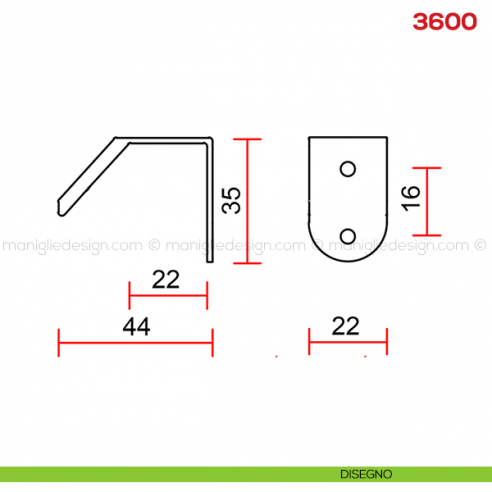 Maniglia per mobile Mital 3600 disegno