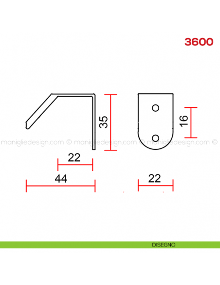 Maniglia per mobile Mital 3600 disegno