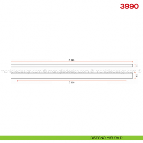 Maniglia per mobile 3990 Mital disegno misura D