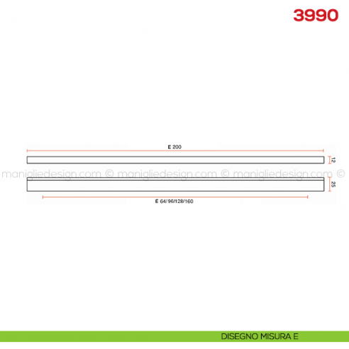 Maniglia per mobile 3990 Mital disegno misura E