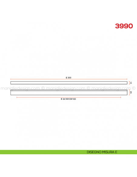 Maniglia per mobile 3990 Mital disegno misura E